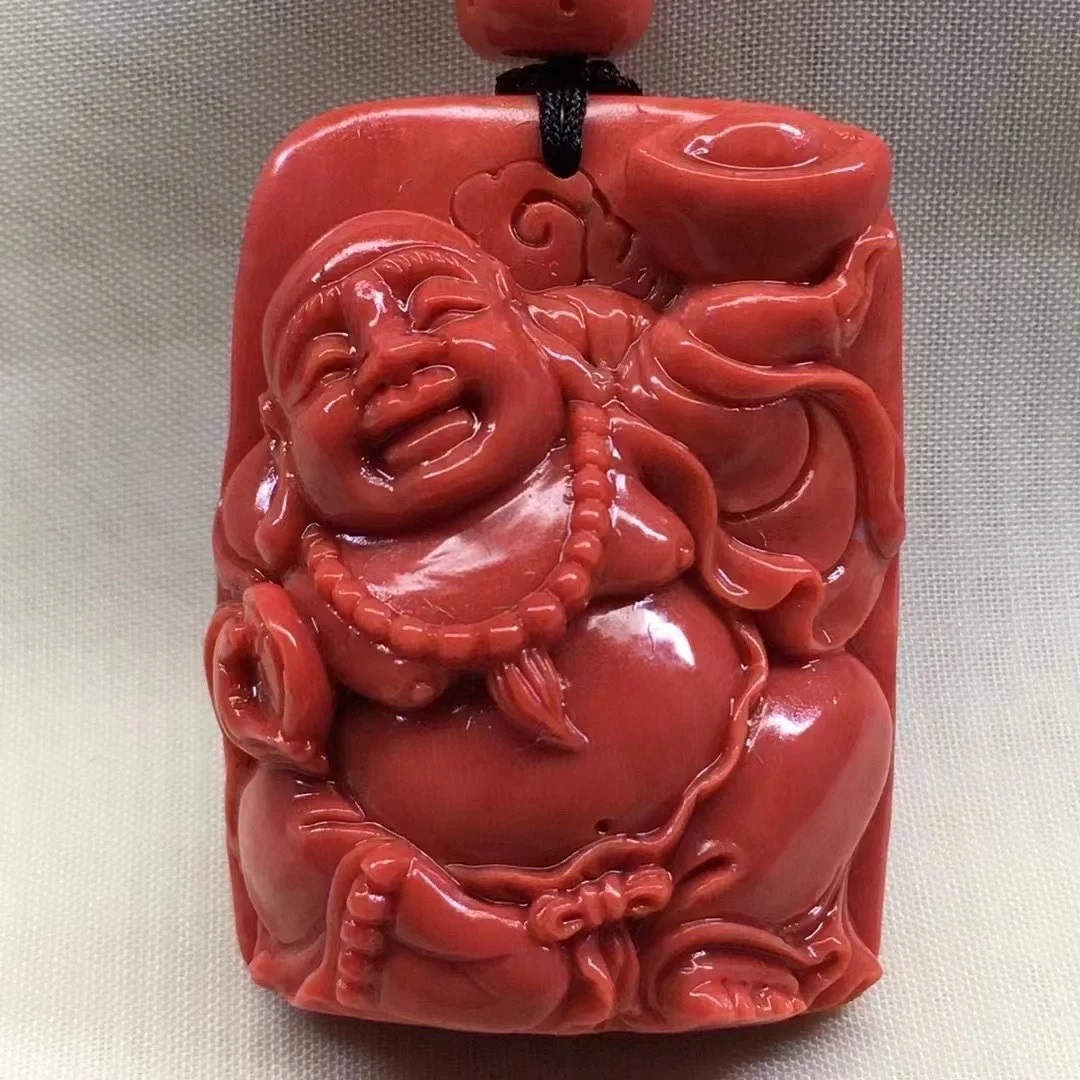 アカ(Aka)赤珊瑚彫刻仏像吊り下げ