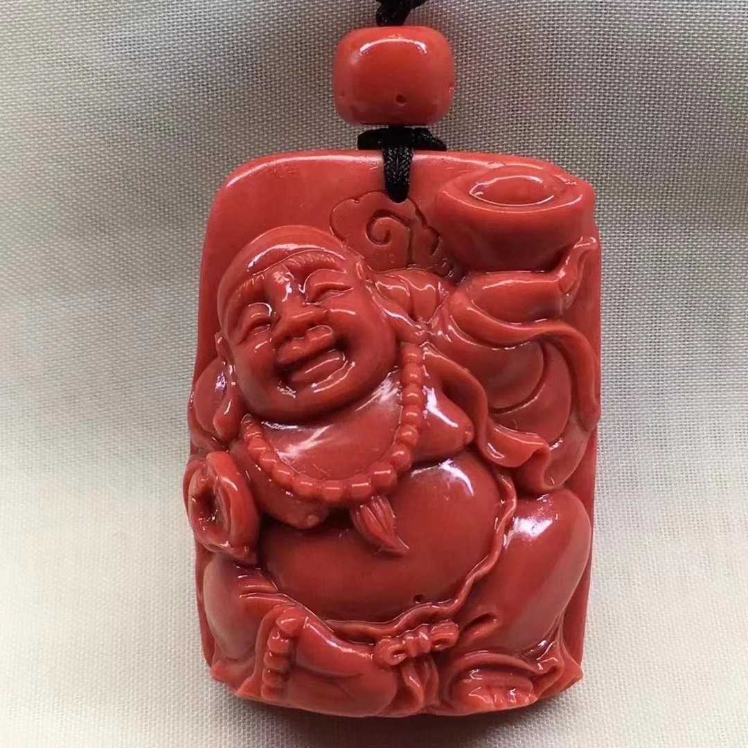 アカ(Aka)赤珊瑚彫刻仏像吊り下げ