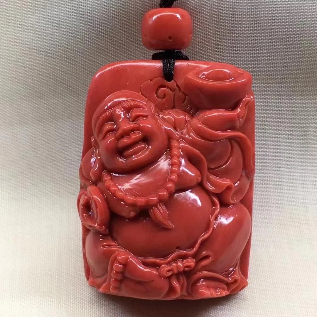 アカ(Aka)赤珊瑚彫刻仏像吊り下げ