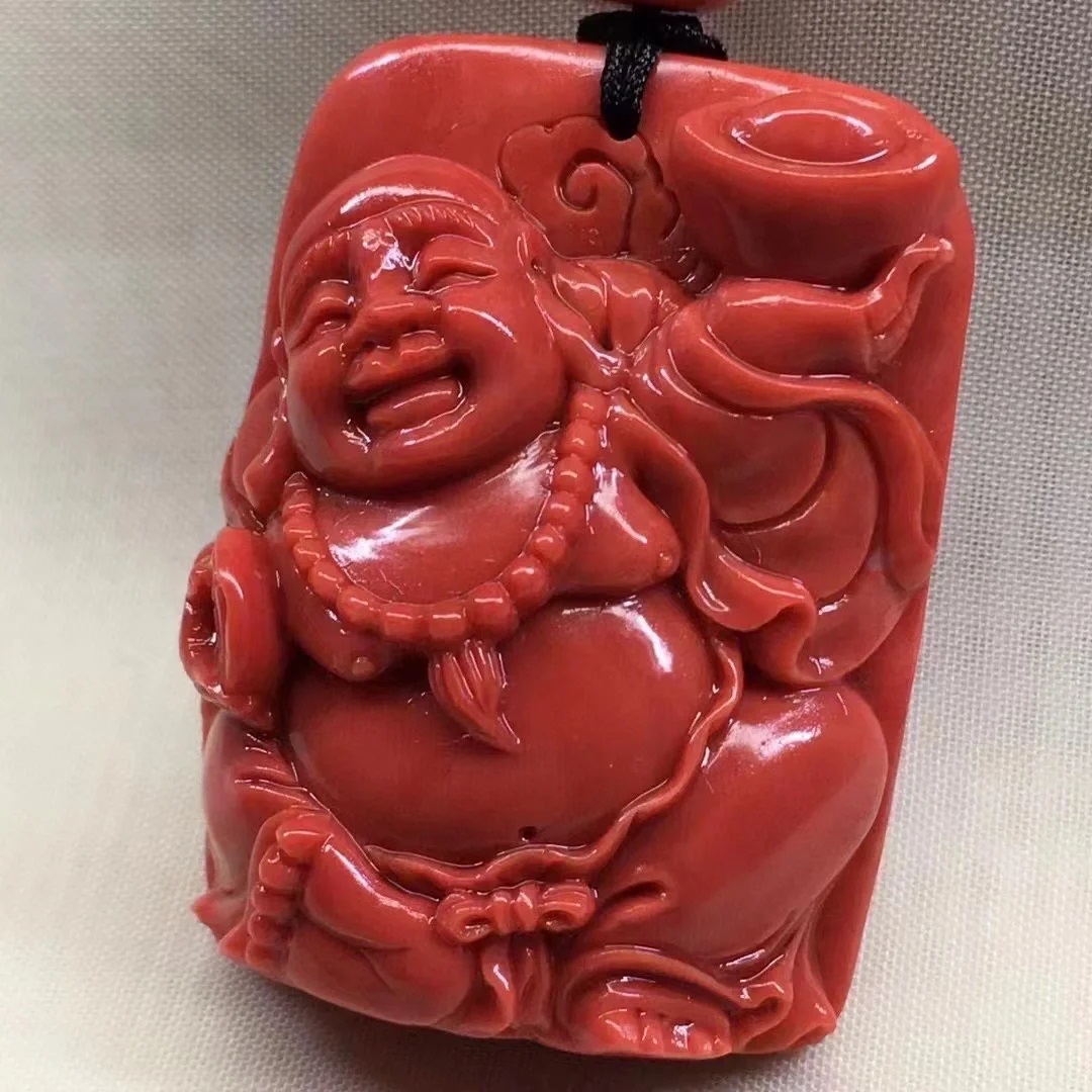 アカ(Aka)赤珊瑚彫刻仏像吊り下げ